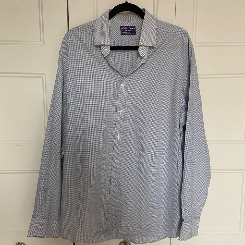 Ralph Lauren Purple Label Light Blue Check Dress Shirt